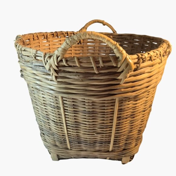 Antique Handmade Wicker Basket Handles Rustic Republic of China - Picture 3 of 11